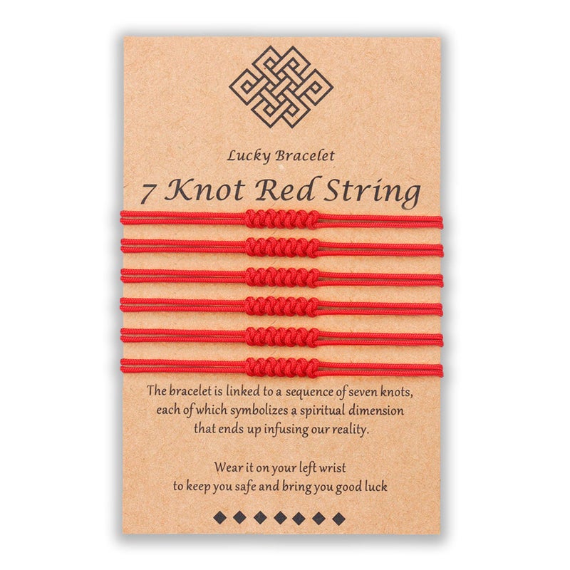 Shonyin Red String Bracelet for Women Protection Good Luck 7 knots Kabbalah Thread Handmade String Bracelets for Women Men Family Friends 6 PCS - Image 1